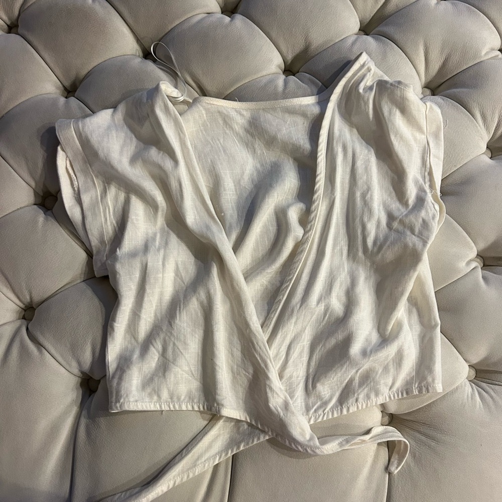 Princess Polly linen wrap top